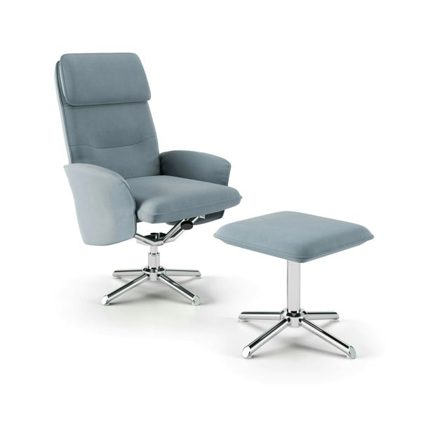 Dorel Home Belding recliner and stool in grey pu