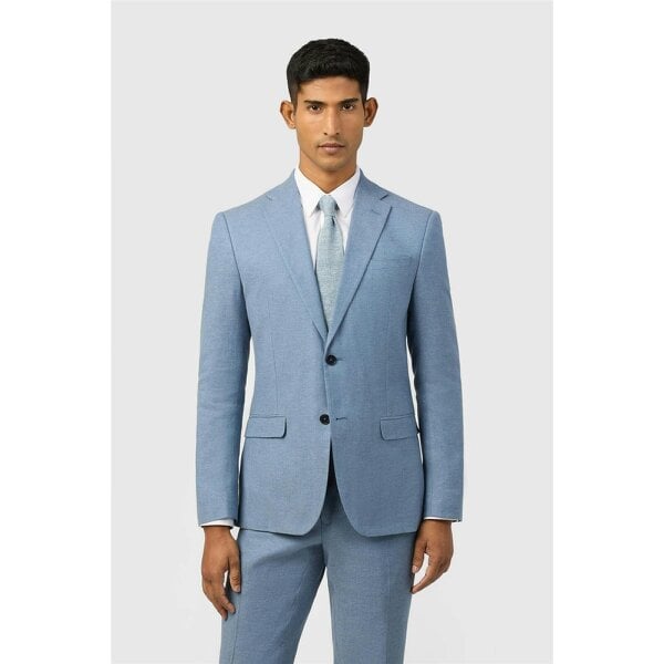 Ted Baker Tailored Fit Sintra Blue Linen Herringbone Jacket