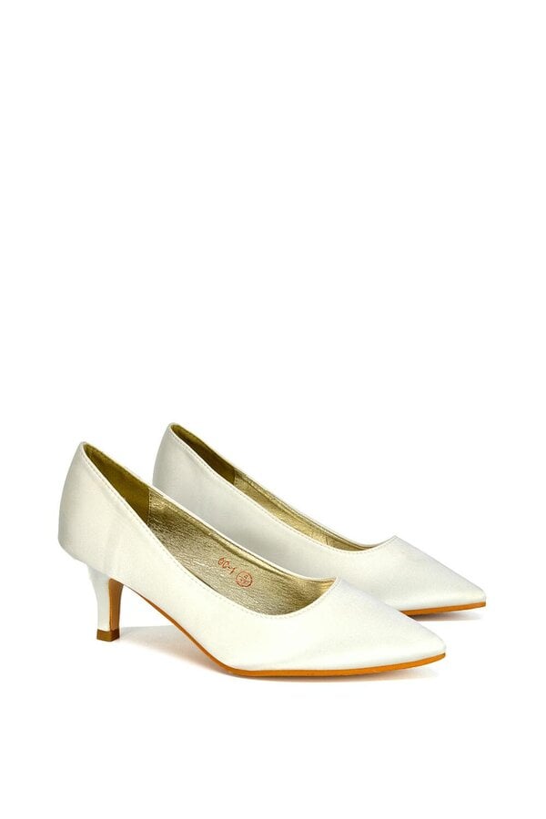 XY LONDON Pointed Toe Mid Stiletto Kitten Heel Court Shoes