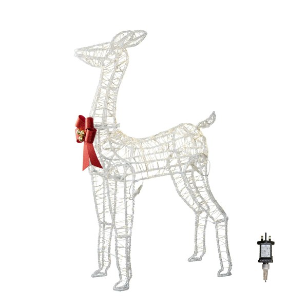 Samuel Alexander 1.24m Light up Acrylic Christmas Deer Decoration with Red Bow and 880 Warm White LEDs