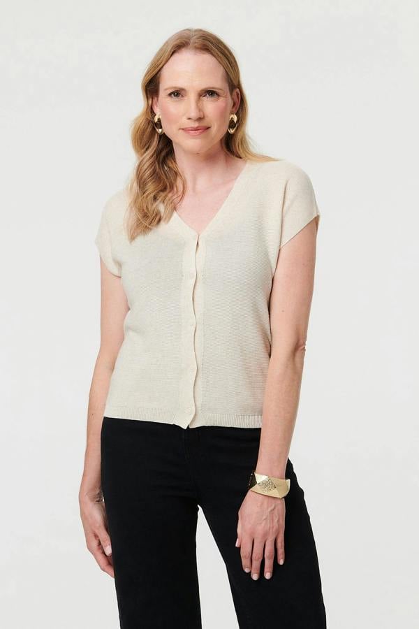 Cream | Sleeveless Button Front Knit Vest