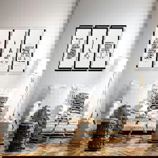 Wall Art Framed For Living Room | Set of 3 Paris Landmarks Wall art Prints