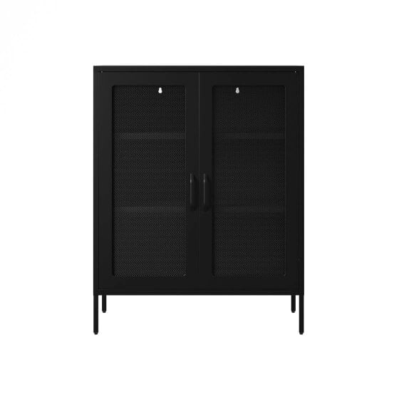 Wyld Haus Patak Black Metal Mesh Cabinet 2 Doors 2 Shelves
