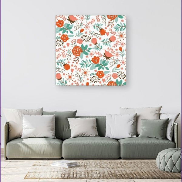 Warren Reed Orange Floral Pattern Canvas