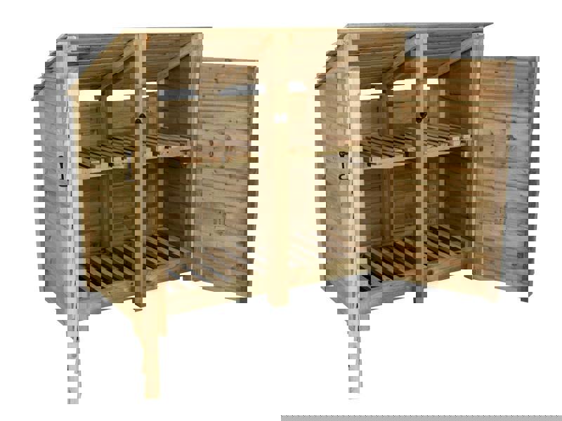 Arbor Garden Solutions Wooden Log Store (Roof Sloping Back) with Door and Shelf W-146cm, H-126cm or 180cm, D-88cm