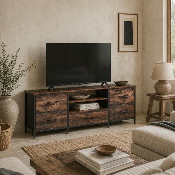 Wyld Haus Beladen 140cm Industrial Multi Storage TV Stand In Brown Grey And Black