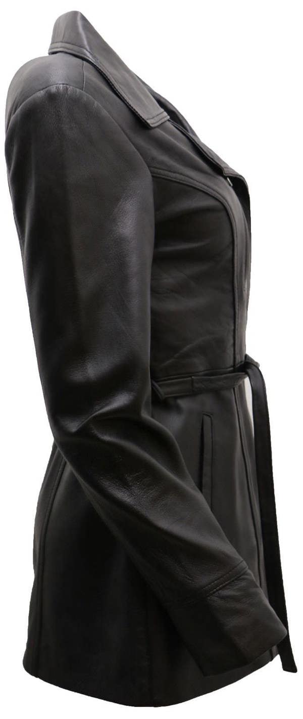 Womens Md Length Leather Biker Jacket-Okehampton - Upperclass Fashions 