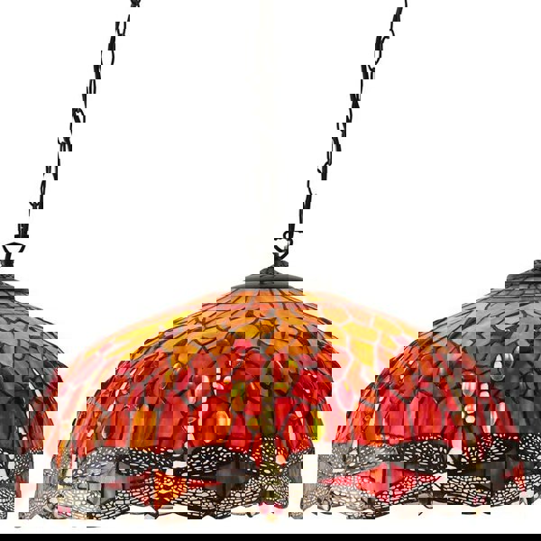 Tiffany Glass Hanging Ceiling Pendant Light Orange Dragonfly 3 Lamp Shade i00113 Loops