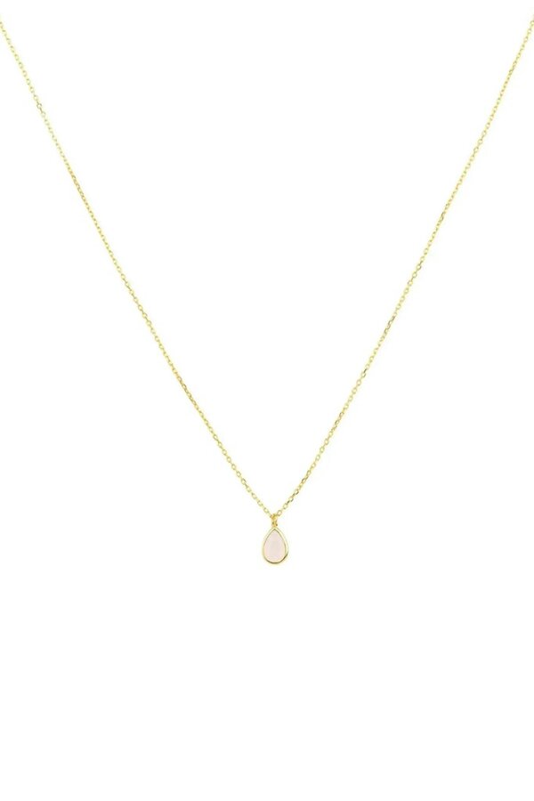 Latelita Pisa Mini Teardrop Necklace Gold Rose Quartz