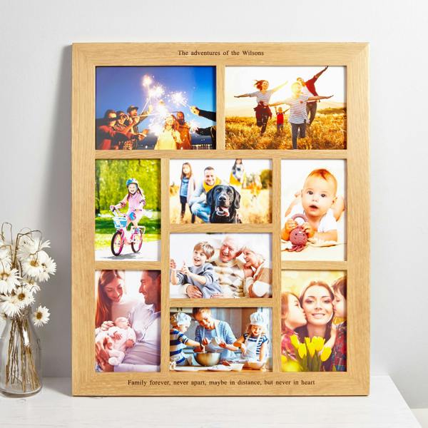 MijMoj Design Personalised Solid Oak Nine Aperture Picture Frame