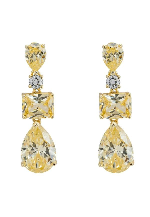 Yellow gemstone drop earrings.