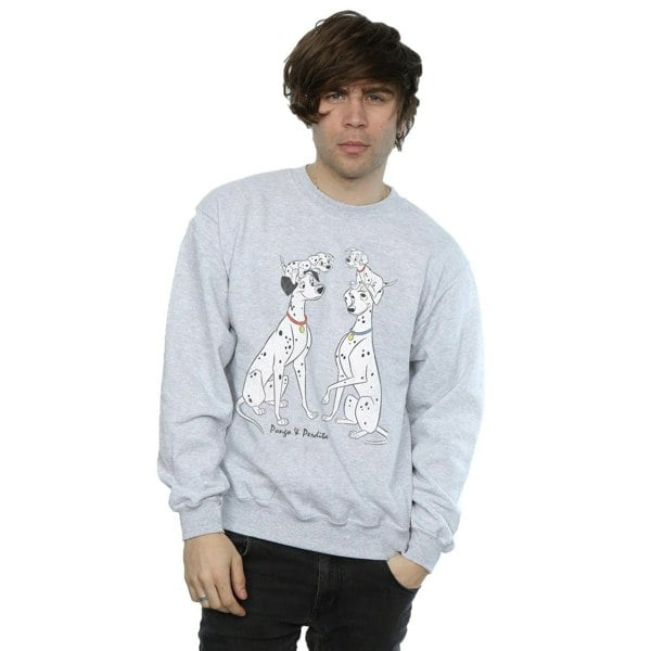 Disney Mens 101 Dalmatians Classic Pongo And Perdita Sweatshirt - Sports Grey