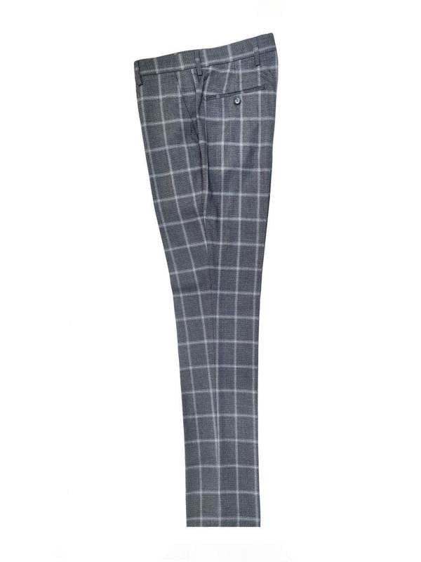 Grey Check Houndstooth 3-Piece Suit Trousers