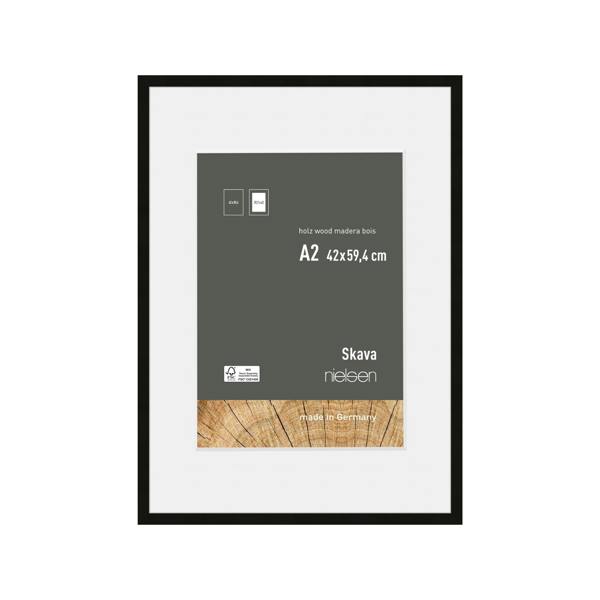 nielsen Skava Black Wooden Picture Frame with White Mount