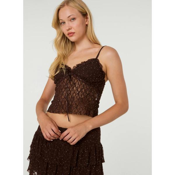 Pink Vanilla Diamante Lace Cami Top