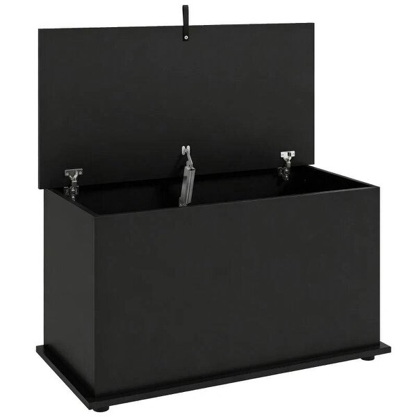 Storage Chest, 102L Blanket Box, Shoe Bench with Safety Hinged Lid, Bed End Bench for Bedroom, 80 x 40 x 45cm, Black
