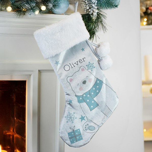 Personalised Memento Company Personalised Polar Bear Christmas Stocking