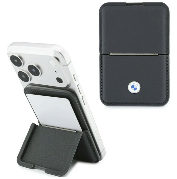 BMW Carbon Metal Logo Magnetic Card Holder with Stand Anthracite - BMOWMCS26PTKLG