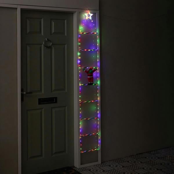 Samuel Alexander 1.92m Light up Santa Climbing Ladder Christmas Decoration with Multi-Coloured  LEDs