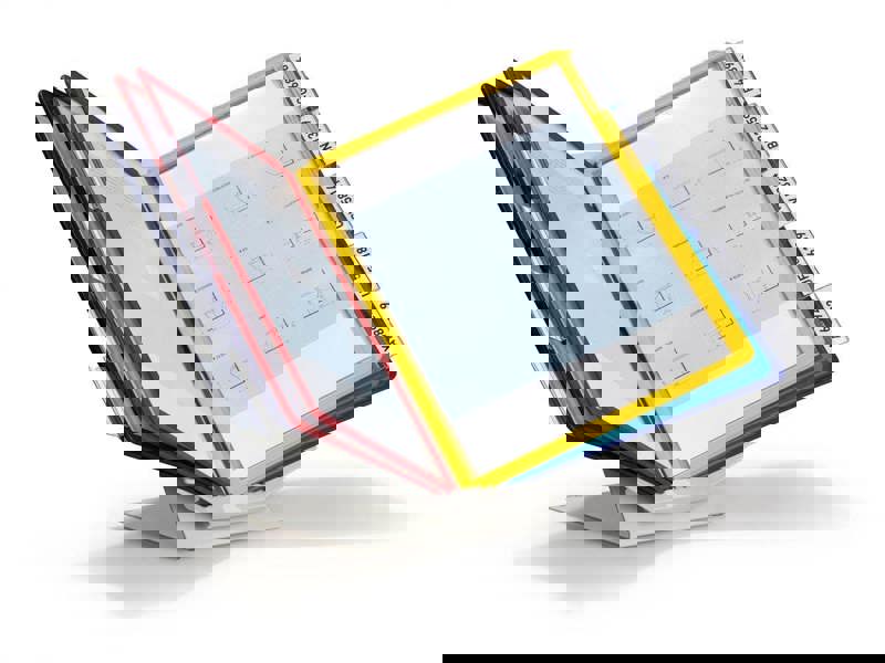 Durable VARIO PRO 10 Display Panel Desk Stand | 10 Panels | A4 Colour Coded