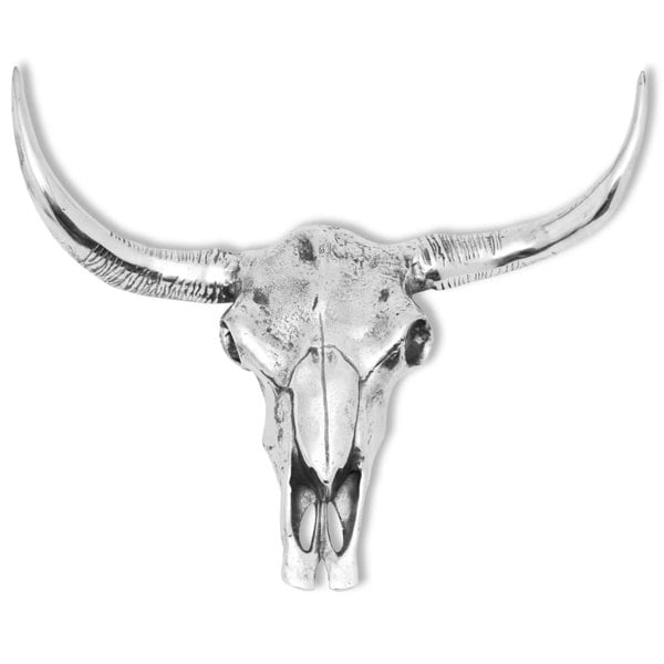Berkfield Skull Head Decoration Wall-Mounted Aluminium Silver
