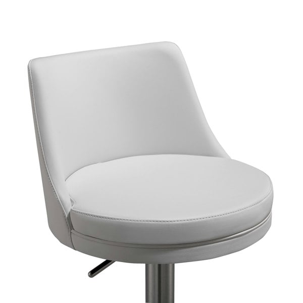 Furniture Edit Reagan White and Silver Adjustable Bar Stool