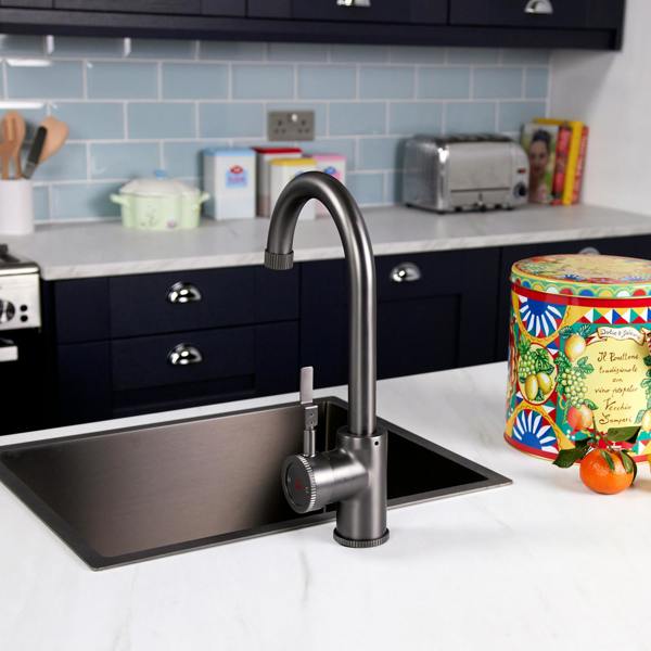 Flode kraft Solo | Industrial Style Single Lever 3 in 1 Instant Boiling Tap | Gun Metal Finish