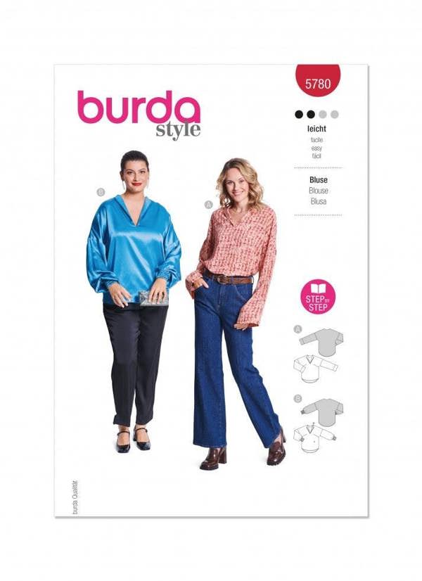 Burda Sewing Pattern 5780 Tops For Women, 10-22 (36-48) - Easy
