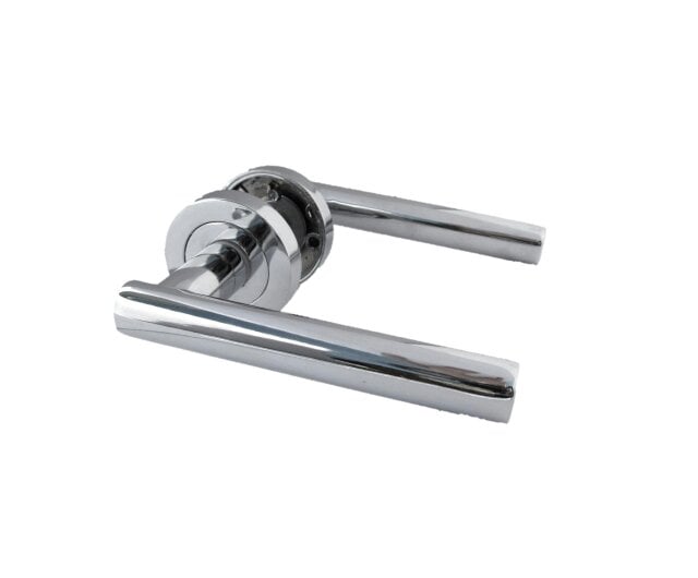 EDH Door Hardware Straight T-Bar Internal Door Handle Set with Tubular Latch – Polished Chrome Finish, Ideal for Home & Office Interior Doors