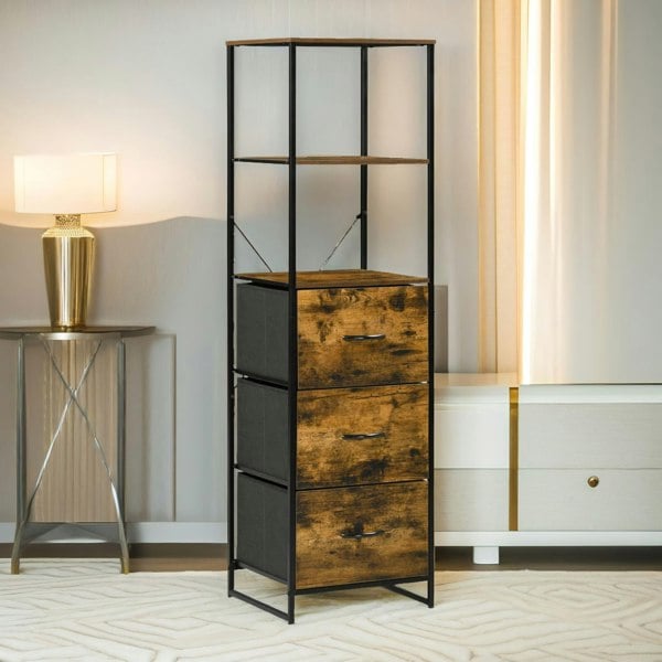 Rafaelo Mobilia Industrial Storage Cabinet With 2 Open Shelves Rustic Brown