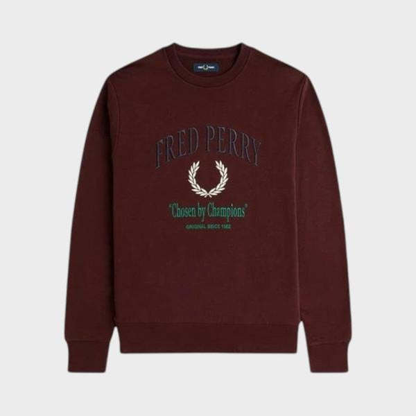 Fred Perry Embroidered Champion Sweatshirt Oxblood