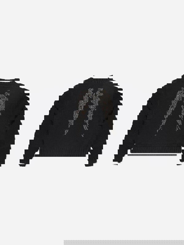 Angels Face Girls Roberta Cropped Zebra Jumper With Wings in Black