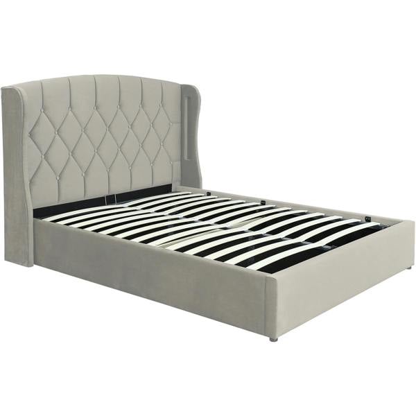 TJ's Furniture Mayfair Double Silver Ottoman LED Bedframe