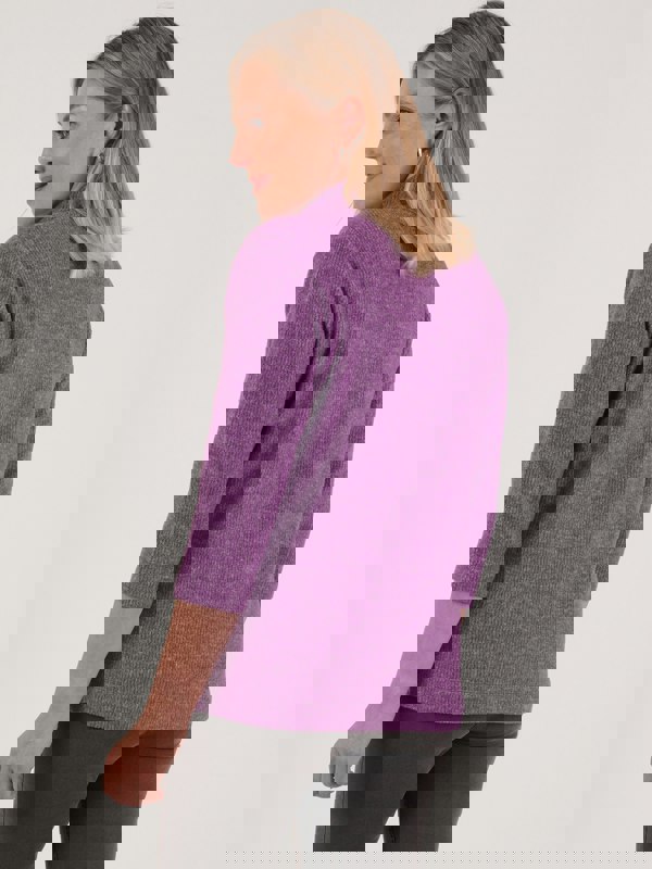 PennyPlain Ribbed Cowl Top - Amethyst