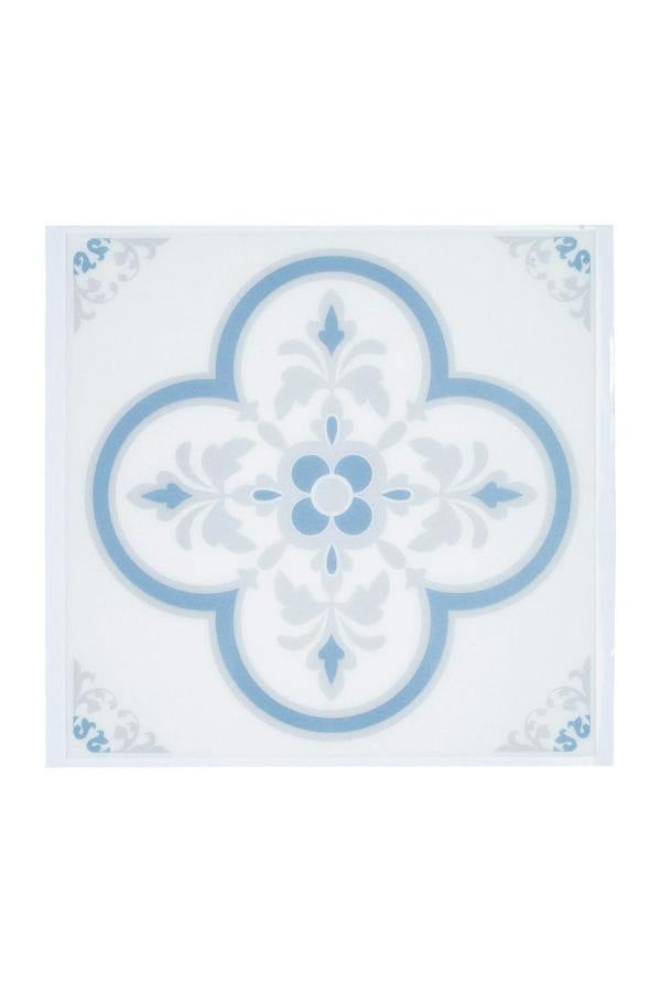 Living and Home 10Pcs Self Adhesive Floral Pattern PVC Wall & Floor Tile Stickers for Bathroom Kitchen Living Room Bedroom, 20 x 20cm(0.4㎡)