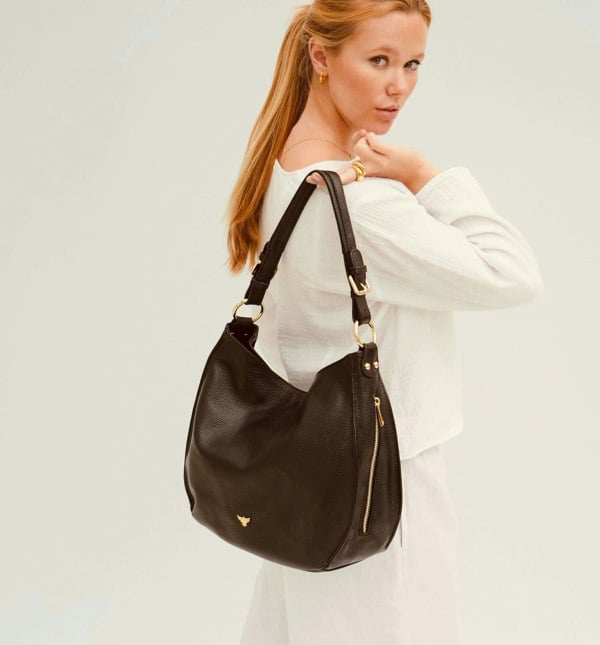 Apatchy London The Harriet Leather Hobo Bag - Black