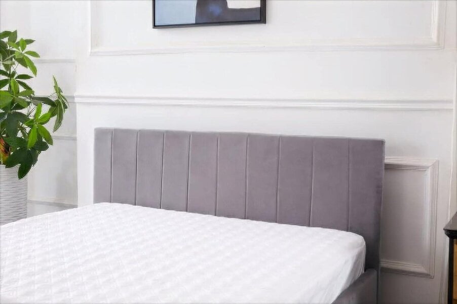 Kosy Koala Ottoman Storage Bed grey small double 4ft line pattern fabric velvet bedroom furniture