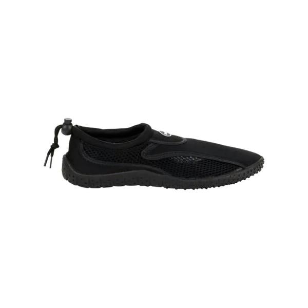 Black Fashy unisex aqua shoe with mesh, strap, and rubber sole