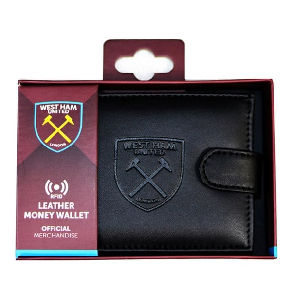 West Ham United FC Mens Official RFID Embossed Leather Wallet - Black