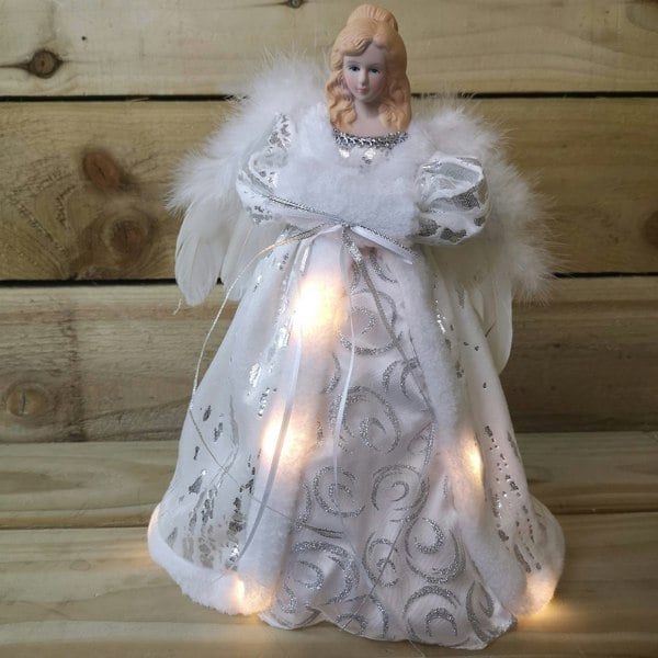 Samuel Alexander 30cm Premier Lit Angel Christmas Tree Topper with Warm White LEDs