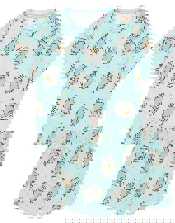 Pusheen Girls Multicoloured Character All Over Short Sleeve Short Leg Pyjama Set