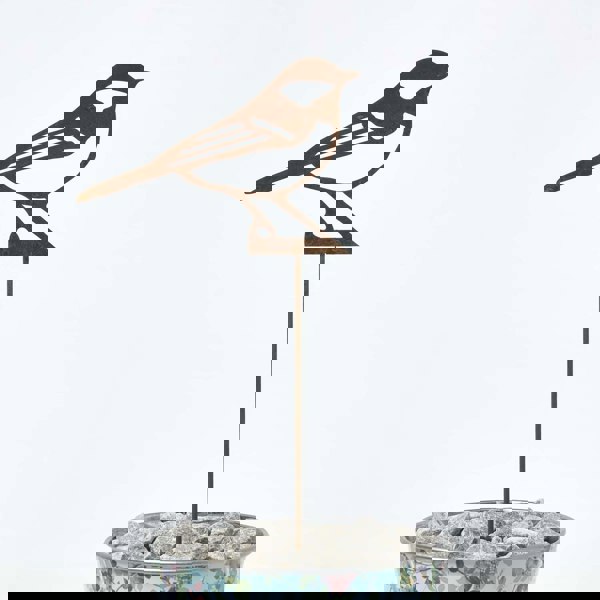 HOMESCAPES Steel Great Tit Garden Stake Decorations, Set of 2