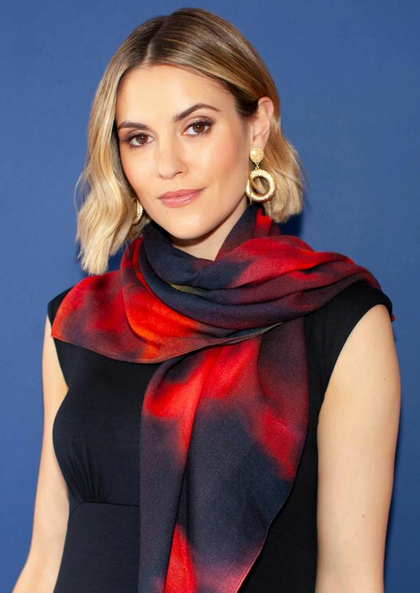 Alie Street London Minerva Silk Wool Scarf (Midnight Ember)