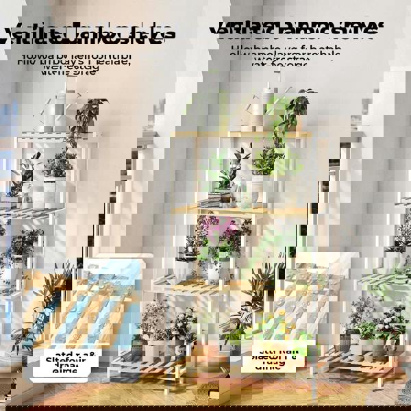 Levede Bamboo Storage Shelf 4-Tier Organiser Shelving Unit Plant Stand Shoe Rack