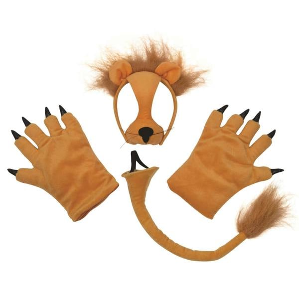 Bristol Novelty Childrens/Kids Lion Mask Tail And Paws Costume Accessories Set - Brown - 