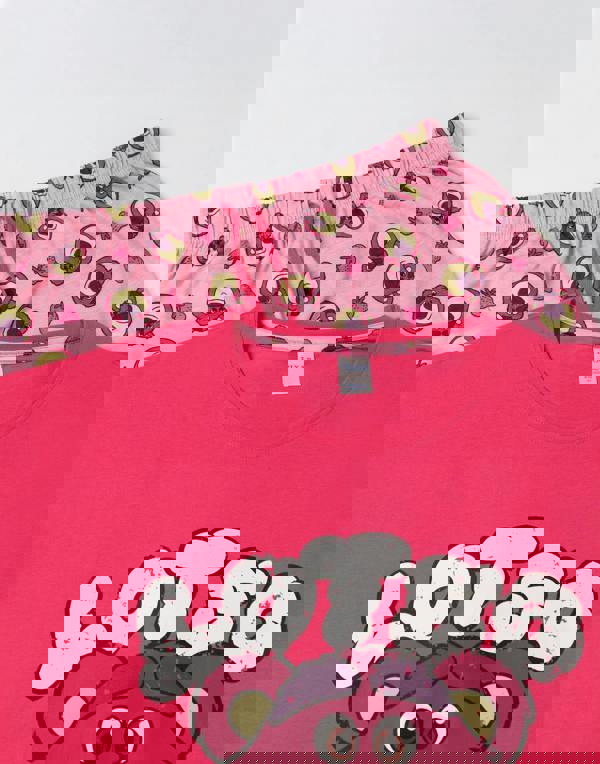 Disney Womens Pink Lotso Short Sleeve Long Leg Pyjama Set