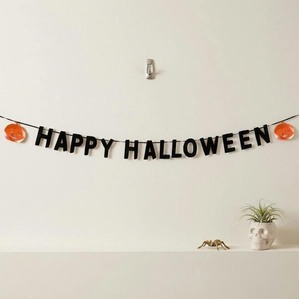 Garden Greatness Black Foil 'Happy Halloween' Bunting with Pumpkins