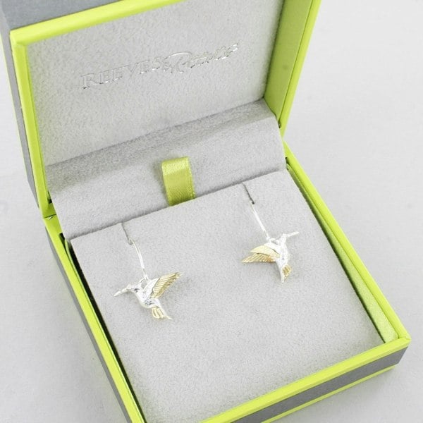 Silver and Golden Hummingbird Earrings - Reeves & Reeves