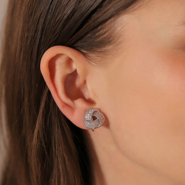 Gold Trip Crystal Knot Clip On Earrings
