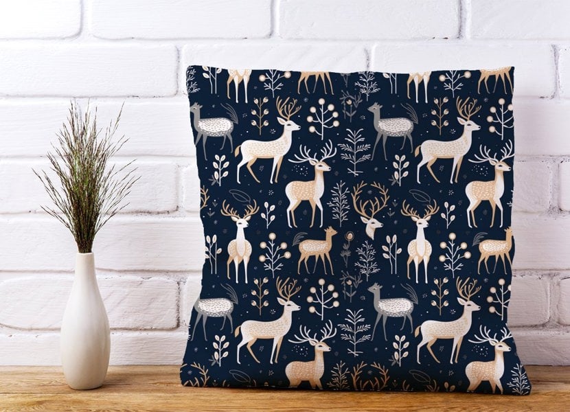 Warren Reed Reindeer, Whimsical, Illustration Pattern Cushions